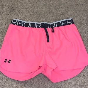 pink UA shorts